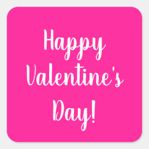 Helles Rosa Modern Frohes Valentinstag Quadratischer Aufkleber