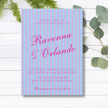 Helles Rosa Retro Blau Rosa Streifen Hochzeit