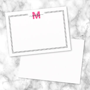 Helles Rosa Schriftzug Monogramm Mitteilungskarte
