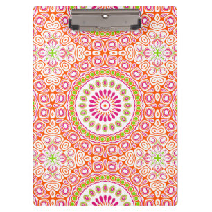 Helles Rosa und Orange Frühlings-Mandala-Blume Klemmbrett