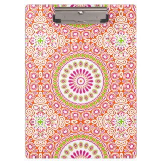 Helles Rosa und Orange Frühlings-Mandala-Blume Klemmbrett