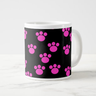 Helles, rosa und schwarz paw Druckmuster. Jumbo-Tasse
