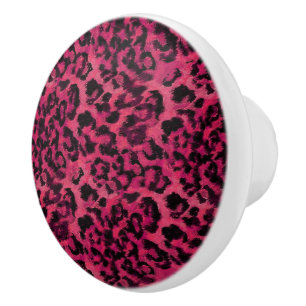 Helles Rosa und schwarzer Leopard mit Flecken Keramikknauf