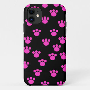 Helles rosa und schwarzes Tatzen-Druck-Muster iPhone 11 Hülle