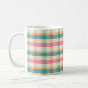 Helles Rosa und Türkis Karomuster Kaffeetasse