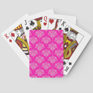 Helles, rosa und weißes Girl-Damask-Muster Spielkarten