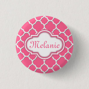 Helles Rosa Vierblatt-Gittermuster Button