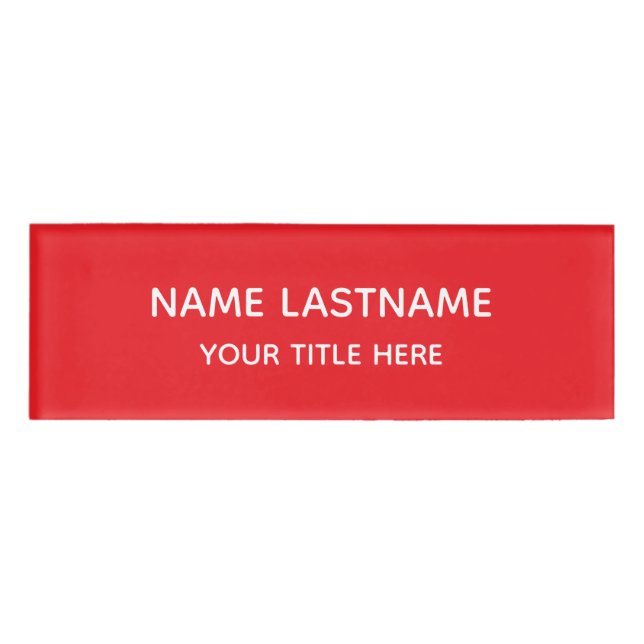 Helles Rot Einfache Minimale Moderne Titel Namenschild (Vorderseite)