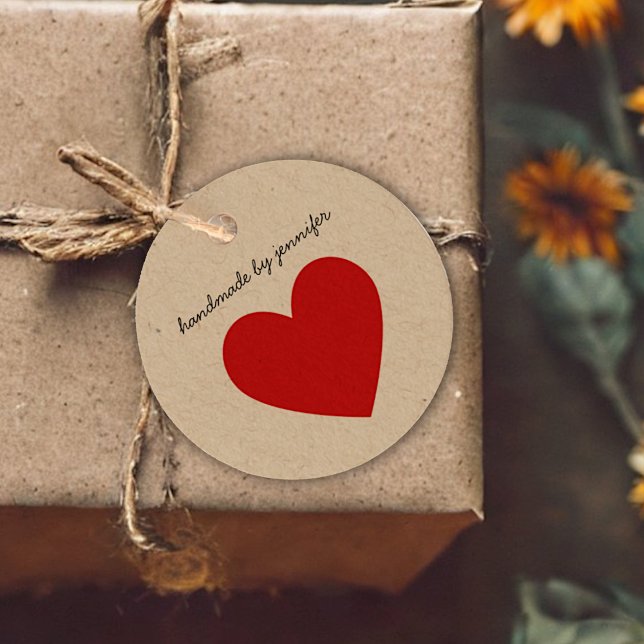 Helles Rot-I-Liebe-Herz, handgefertigt mit eigenem Geschenkanhänger (Von Creator hochgeladen)