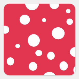 Helles Rot mit White Polka Dots Sommerspass Quadratischer Aufkleber