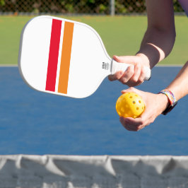 Helles Rot Orange Racing Stripes Weißer Hintergrun Pickleball Schläger
