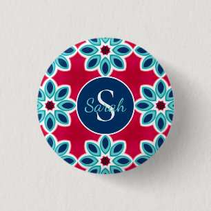 Helles Rot und Blau Moderne Geometrische Personali Button
