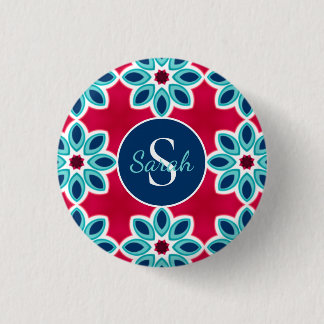 Helles Rot und Blau Moderne Geometrische Personali Button