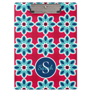 Helles Rot und Blau Moderne Geometrische Personali Klemmbrett