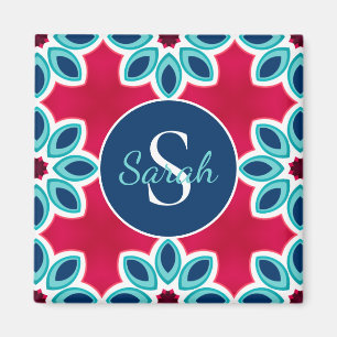 Helles Rot und Blau Moderne Geometrische Personali Magnet