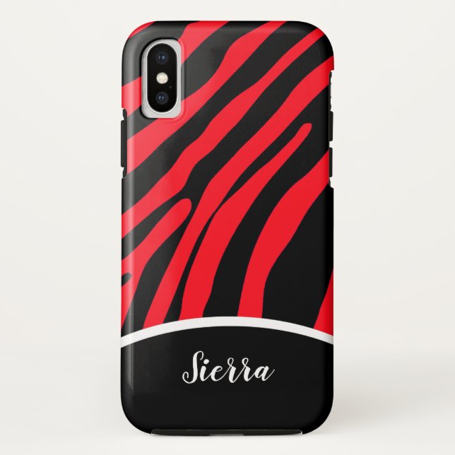 Helles Rot und Schwarz Zebra Strip Handy Case (Rückseite)