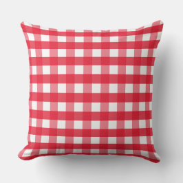 Helles Rot und Weiß Gingham Country Throw Kissen
