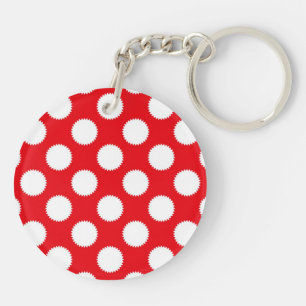 Helles Rot-Weiß-Polka-Punktmuster Schlüsselanhänger
