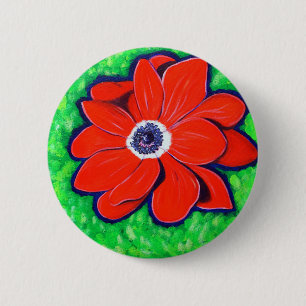 Helles Rotes Anemonbild Button