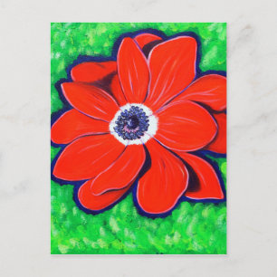 Helles Rotes Anemonbild Postkarte