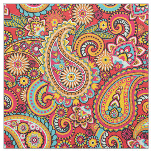 Helles rotes Blumenpaisley-Böhmemuster Stoff