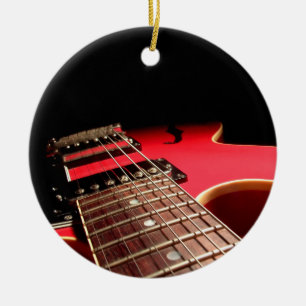 Helles rotes elektrische Gitarren-Foto Keramik Ornament