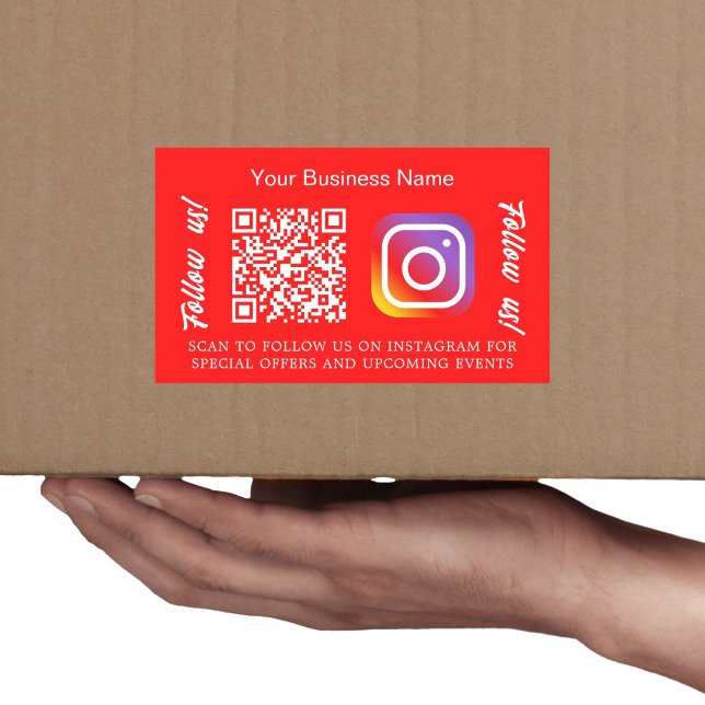 Helles rotes Geschäftsnamen-QR-Code Instagram Rechteckiger Aufkleber (Von Creator hochgeladen)