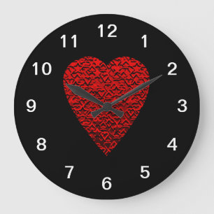 Helles rotes Herz-Bild Große Wanduhr