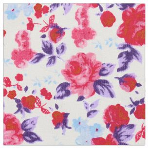 Helles rotes, lila und rosa Blumenmuster Stoff