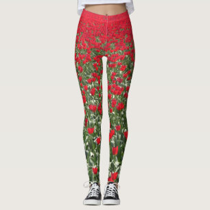 Helles rotes Tulpe-Feld Legging Leggings