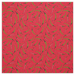 Helles, rotes und grünes Chili Pepper-Food-Muster Stoff