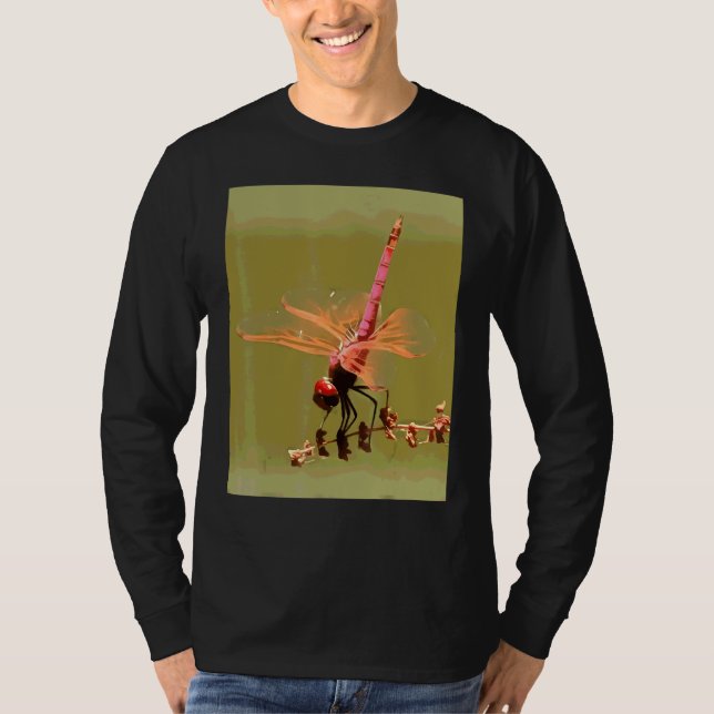 Helles Rotviolettes Dropwing isoliert auf grüner F T-Shirt (Vorderseite)