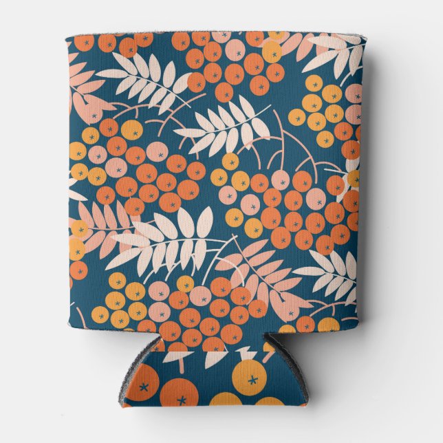 Helles Rowanberry Herbst Nahtloses Design Dosenkühler (Vorderseite)