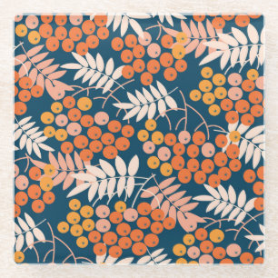 Helles Rowanberry Herbst Nahtloses Design Glasuntersetzer