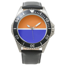Helles Royal Blue Orange Weißer Bandfarbblock Armbanduhr