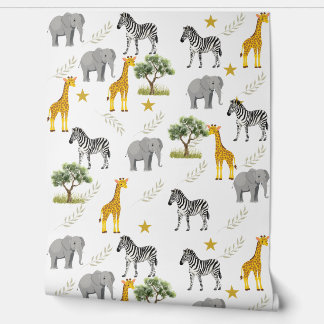Helles Safari Kinderzimmer Wallpaper - Giraffen, Z Tapete