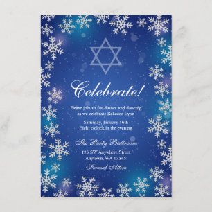 Helles Schneeflocken Blauer Winterball Bat Mitzvah Einladung