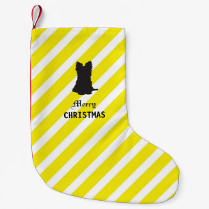 Helles schwarzes und gelbes Yorkshire Terrier Kleiner Weihnachtsstrumpf