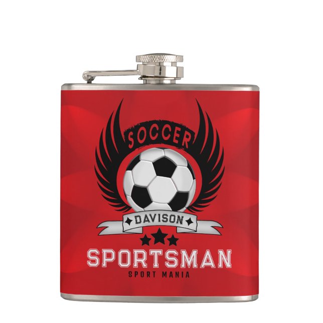 Helles Soccer-Logo Personalisiertes Design Flachmann (Vorderseite)