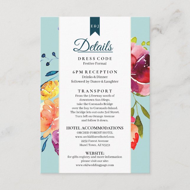 Helles Sommer farbenfrohe Hochzeitsdetails Einschl Begleitkarte (Vorderseite)