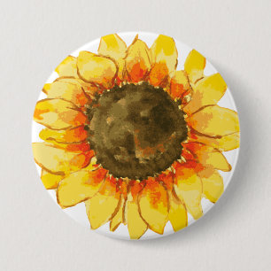 Helles Sommer-Sonnenblume-Aquarell Button