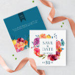 Helles Sommerfestival "Save the Date"<br><div class="desc">Die elegante "Save the Date" Wedding Card auf dem luxuriösen türkisfarbenen Hintergrund der "Bright Summer" Kollektion. Text ist vollständig anpassbar. Klassische oder moderne Versionen finden Sie in der Sammlung. Elegante Typografie mit handgezeichnet Blumenelementen in kräftigen Sommerfarben. Die Hintergrundfarbe ist komplett an Ihre Einstellungen angepasst. Benutzerdefinierte Vorlage für Ihr persönliches Datum...</div>