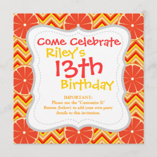 Helles Sommergrapefruit in Orangelb Zickzack Einladung