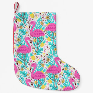 Helles Sommermuster mit Flamingo, Herz, Eis-c Kleiner Weihnachtsstrumpf