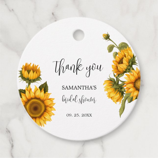 Helles Sonnenblumen Brautparty Geschenkanhänger (Vorderseite)