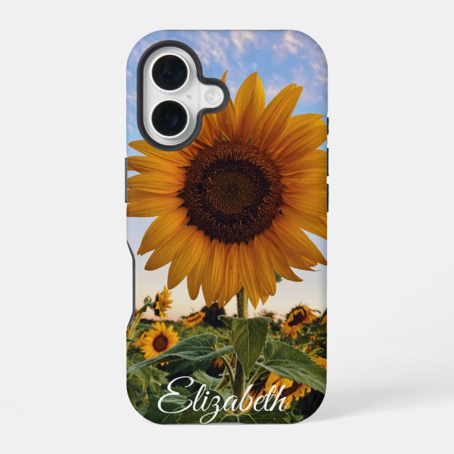 Helles Sonnenblumenfeld - Gewohnte Blüte mit Natur iPhone 16 Hülle (Rückseite)
