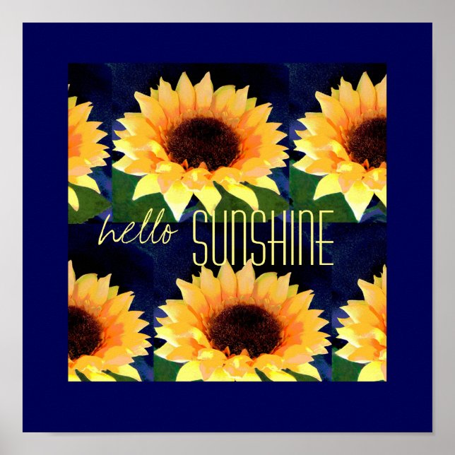 helles Sonnenblumenkunstposter mit hallo-sonniger  Poster (Vorne)