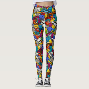 Helles Stickermuster Leggings