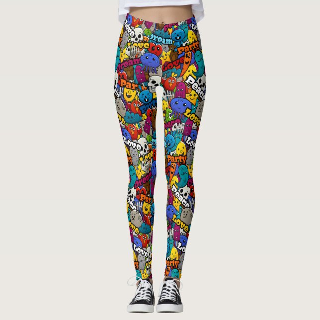 Helles Stickermuster Leggings (Vorderseite)