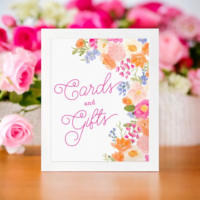 Helles Summer chic Wildblumen Blumenschild Poster (Bright Summer chic wildflowers floral bridal sign)